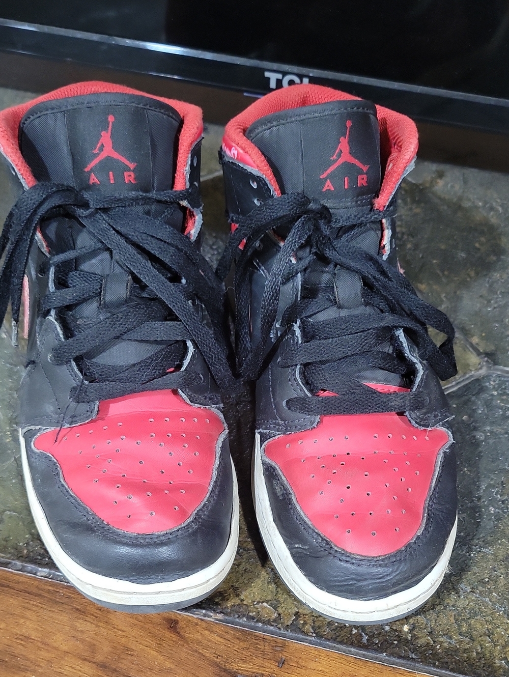 Nike Kids High-Top Sneakers in Black and Red